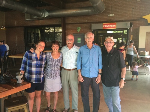 Our band of Wyoming hikers (Rebecca, Katy, Vince, Tom and me) cleaned up pretty well. We had our reunion (minus Reid) at Birdsong Brewery near Noda.